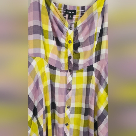 Torrid Yellow and Purple Plaid Dress - Picture 4 of 7